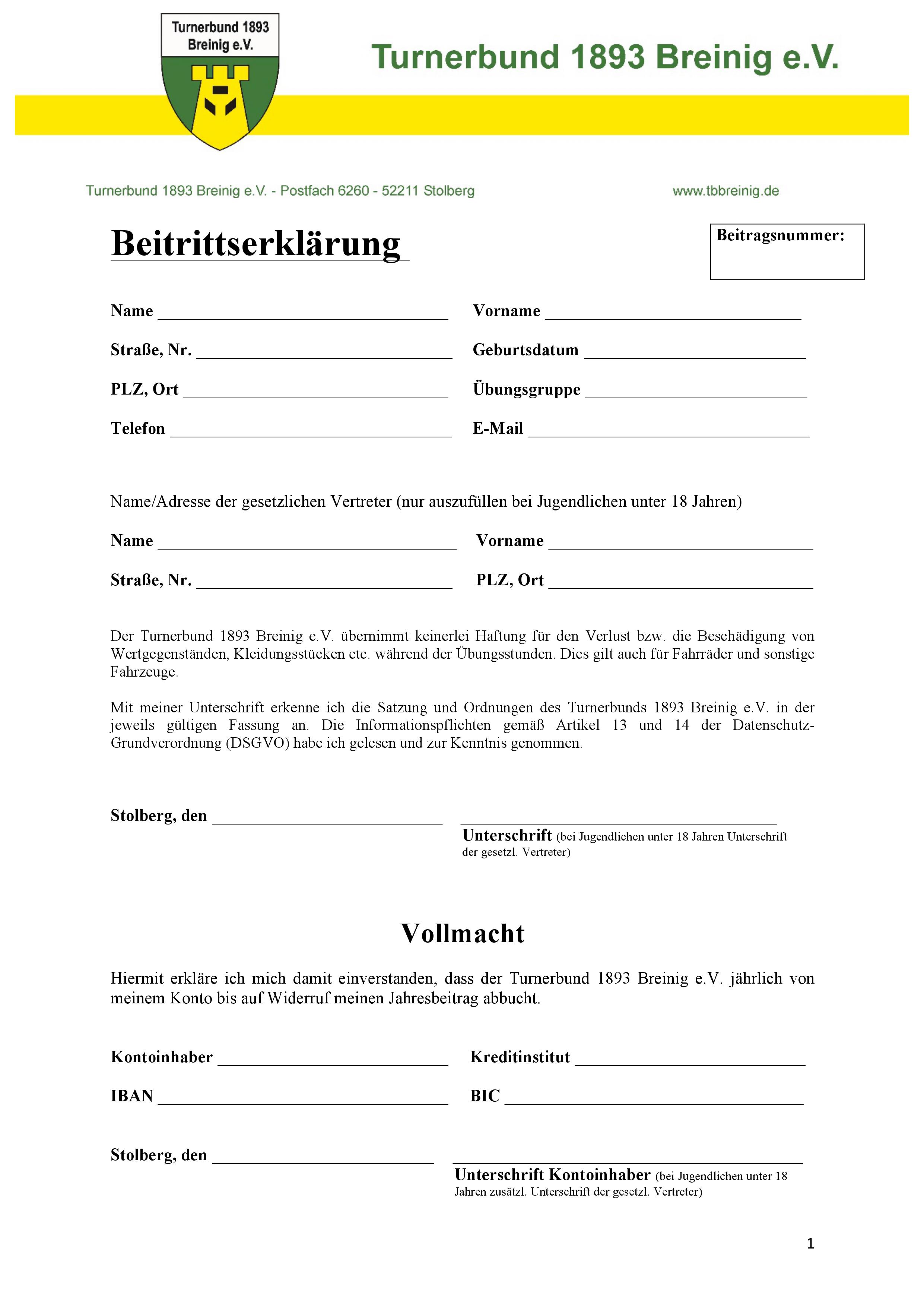 Beitrittserklärung