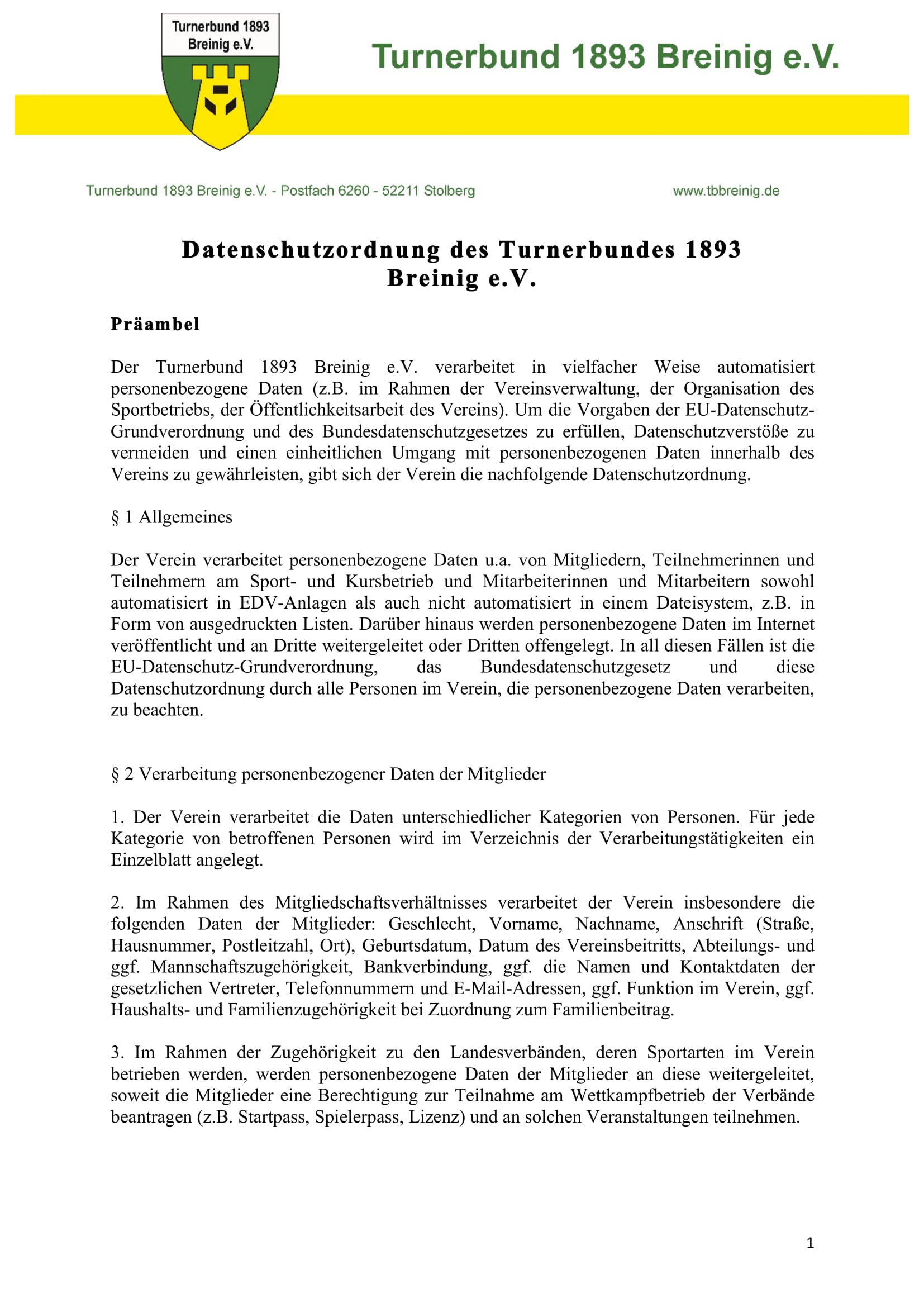 Datenschutzordnung